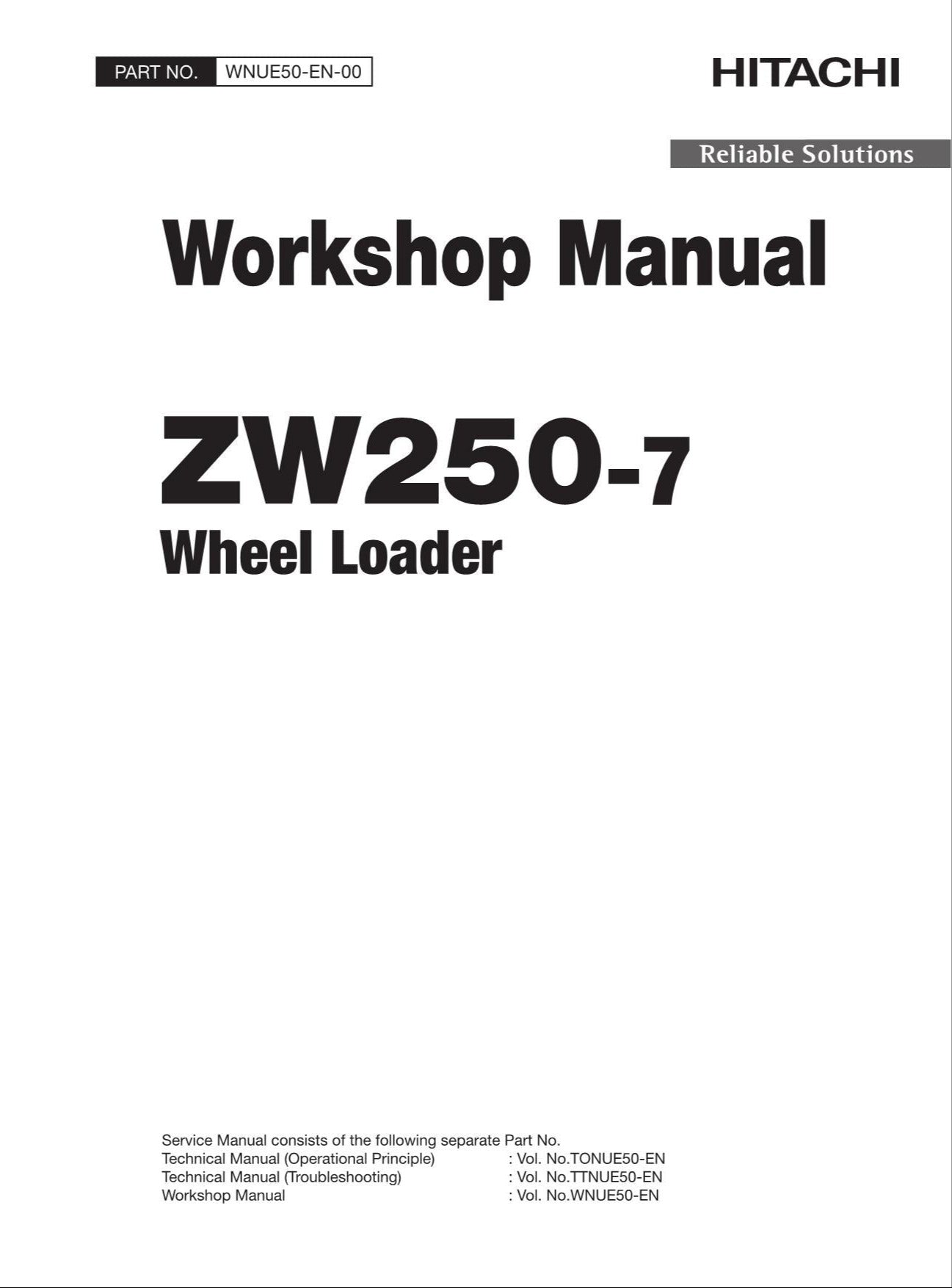 Hitachi ZW250-7 Wheel Loader Workshop Manual