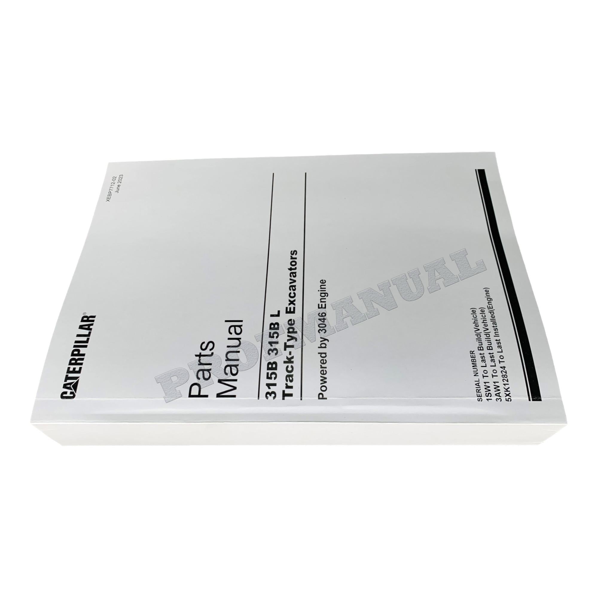 Caterpillar Cat 315B 315BL Track Type Excavator Parts Catalog Manual