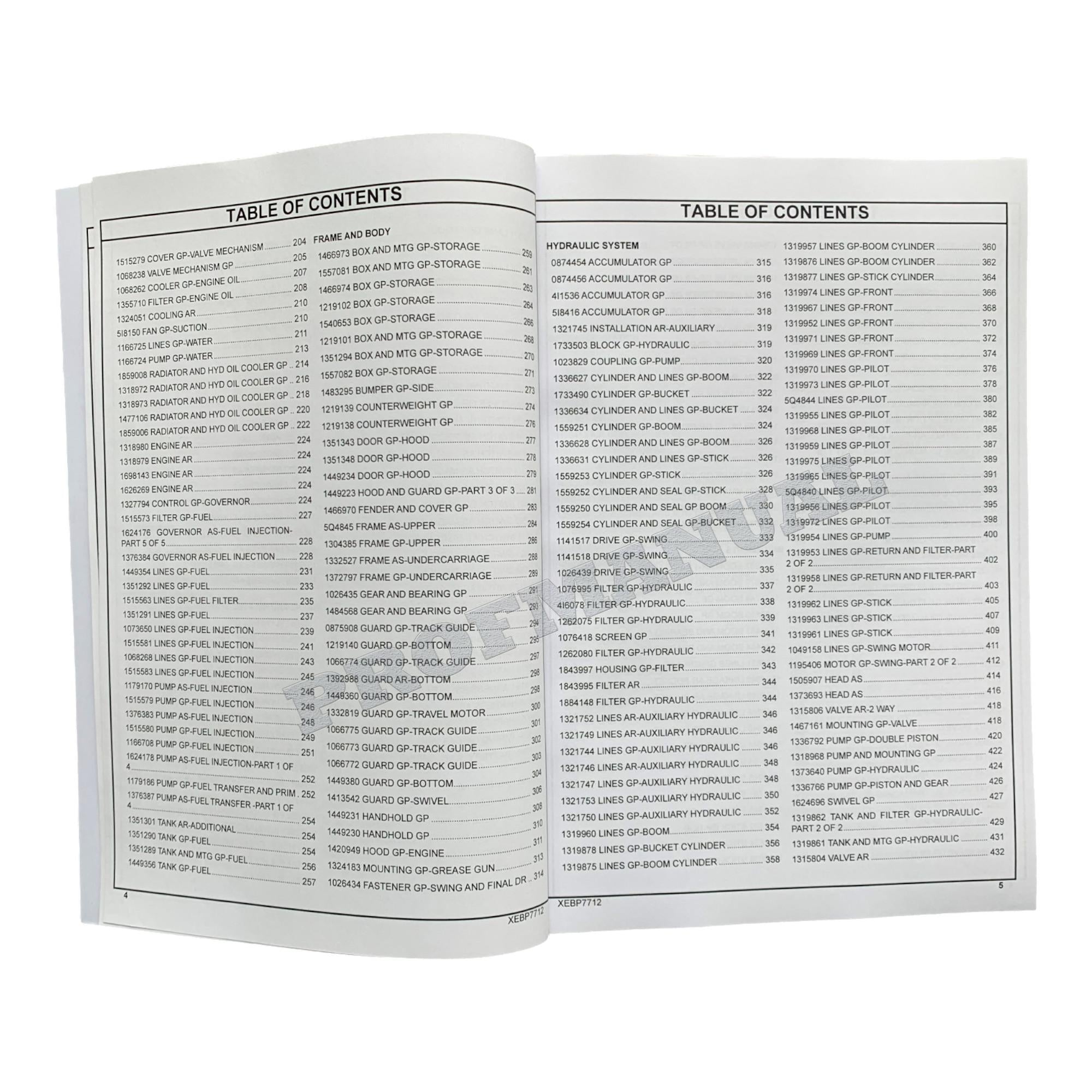 Caterpillar Cat 315B 315BL Track Type Excavator Parts Catalog Manual