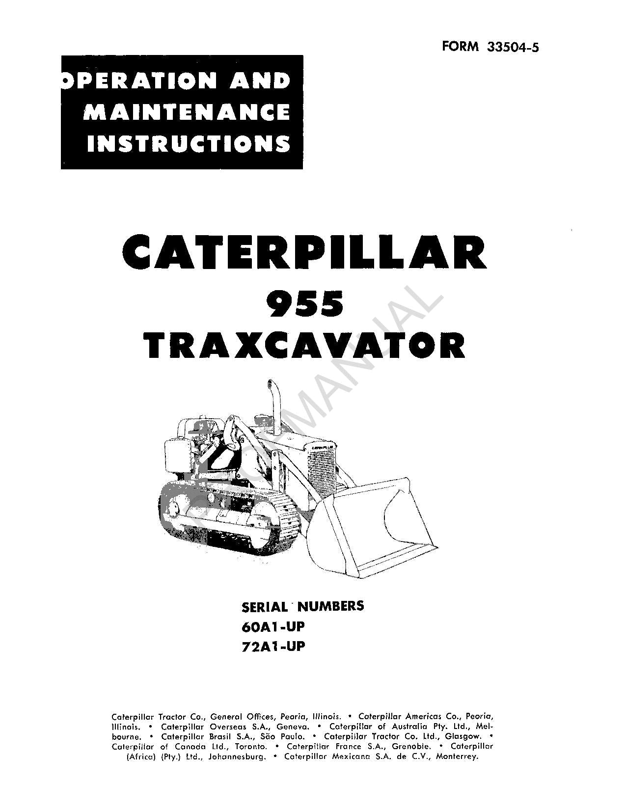 Manual de mantenimiento del operador de la excavadora Caterpillar 955 00033504EN-US