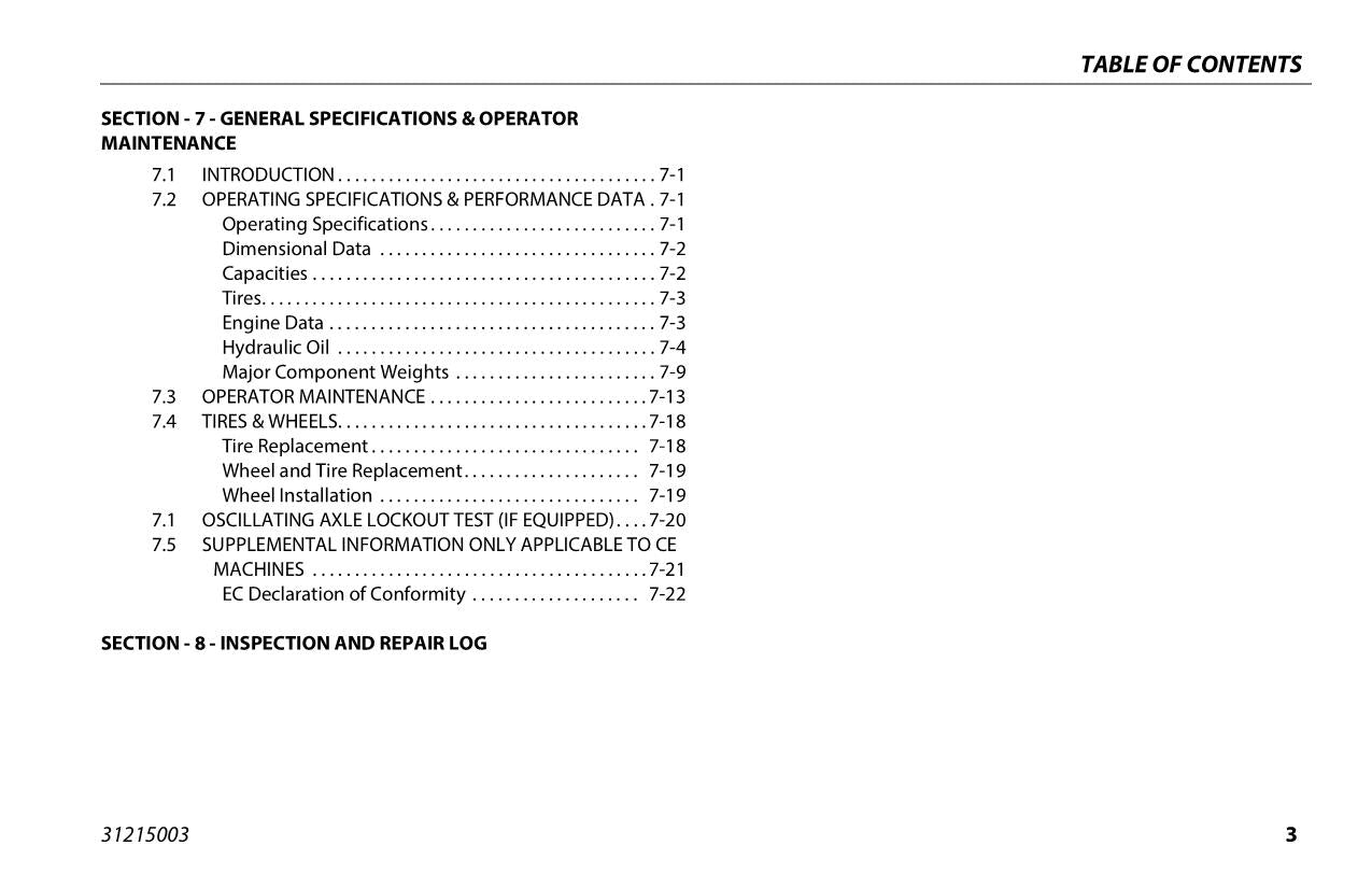 JLG 340AJ Boom Lift Maintenance Operation Operators Manual 31215003