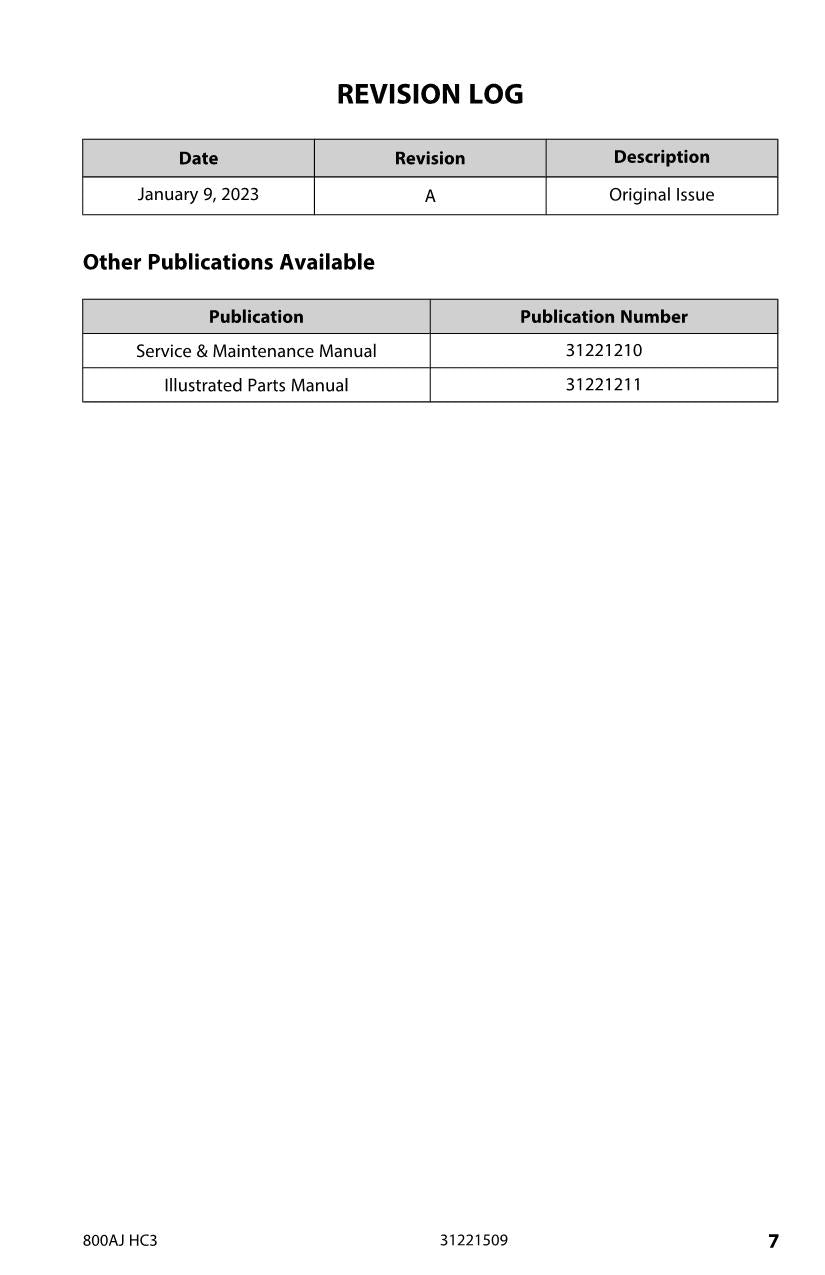 JLG 800AJ HC3 Boom Lift Maintenance Operation Operators Manual 31221509