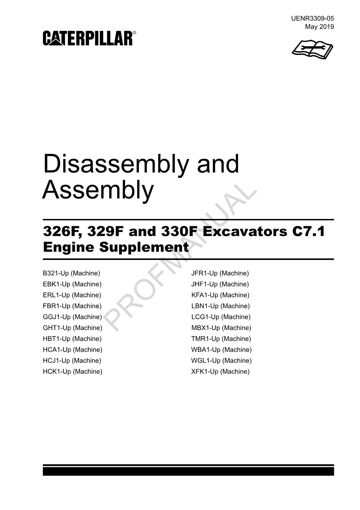 Caterpillar 326F 329F 330F EXCAVATOR C7.1 Engine Suppl Disassembly Assem Manual