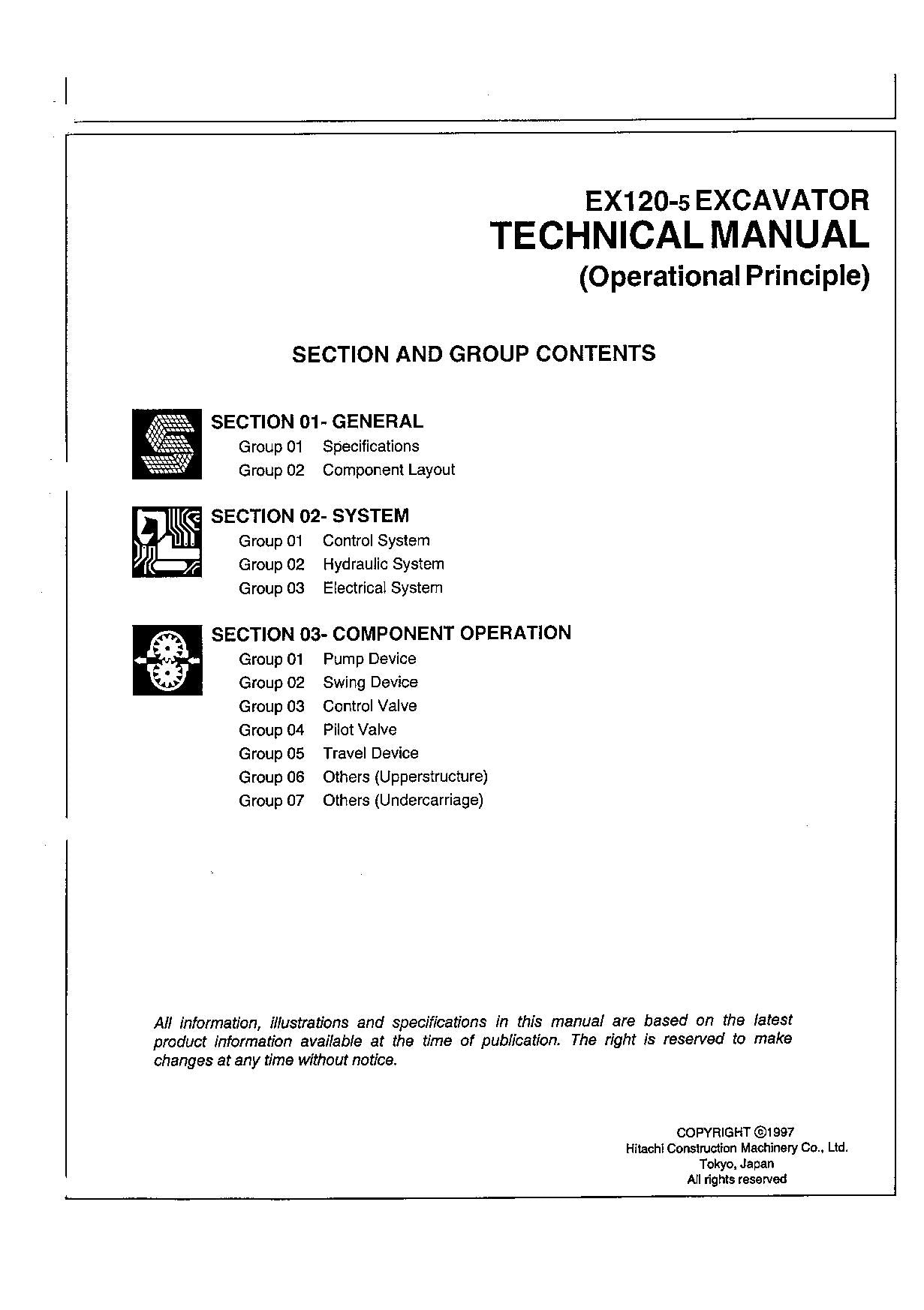 HITACHI EX120-5 Excavator Operational Principle Technical Manual