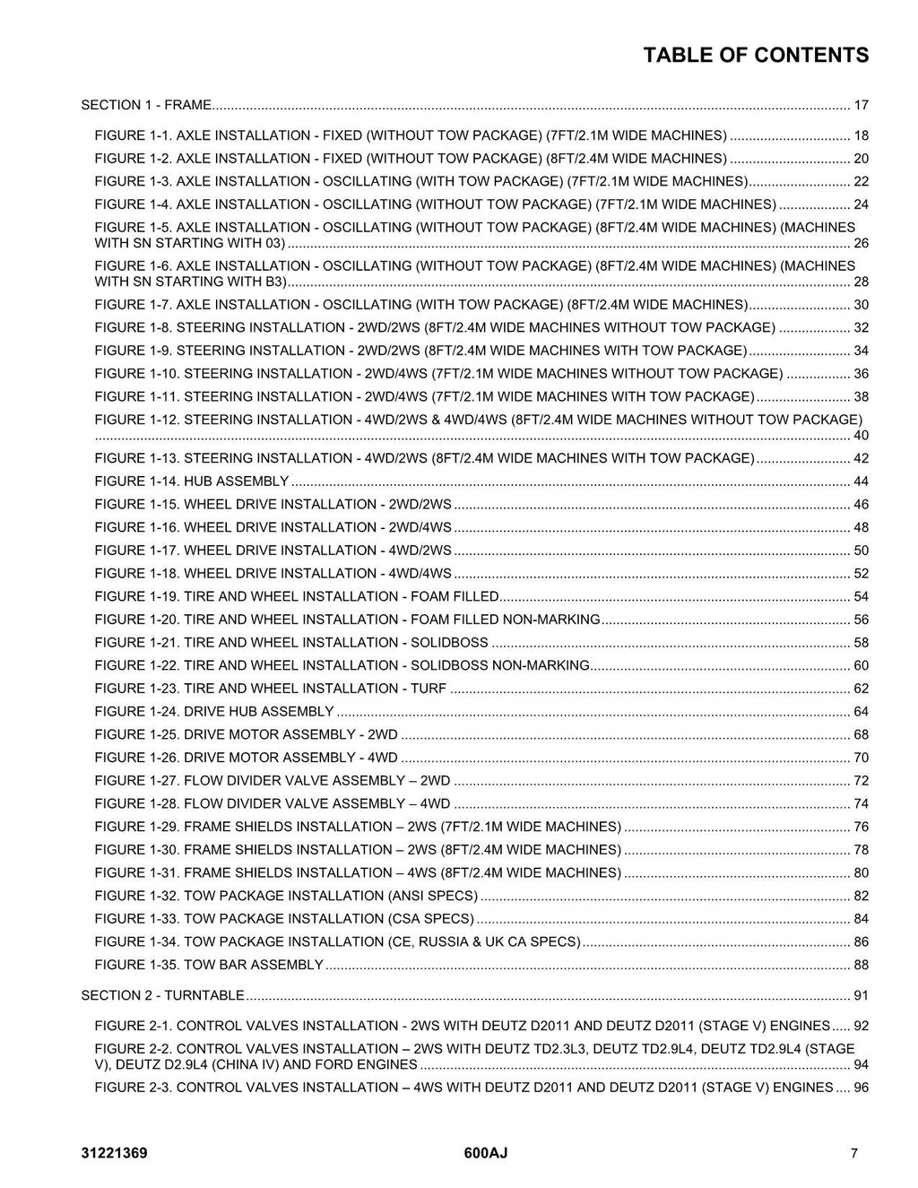 JLG 600AJ Boom Lift Parts Catalog Manual 31221369