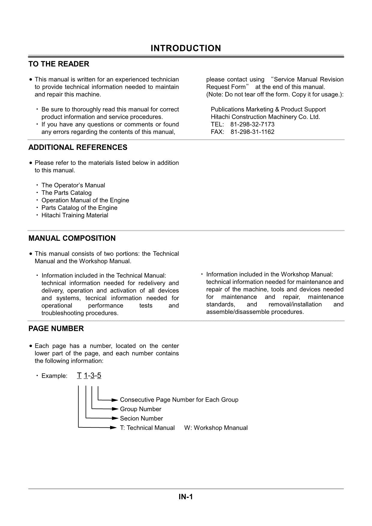 Hitachi EX55UR-3 Excavator Operational Test Troubleshooting Service manual