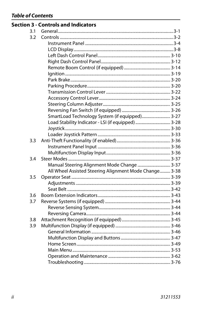 Manual del operador de mantenimiento de manipuladores telescópicos JLG 1644 1732 7013H 8010H 31211553