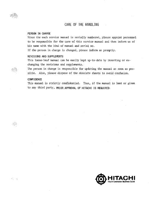 HITACHI UH09 EXCAVATOR SERVICE MANUAL