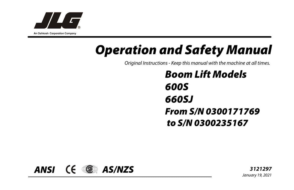 Manual del operador de mantenimiento y operación de plataformas elevadoras JLG 600S 660SJ 3121297