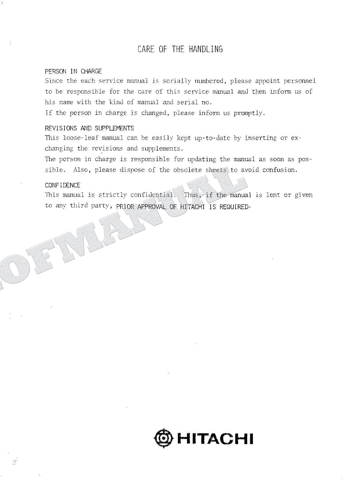 HITACHI UH171 Excavator Repair Service Manual