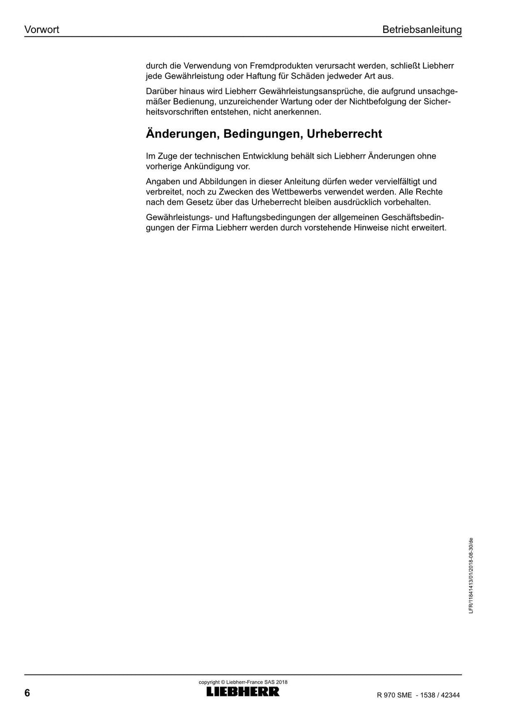 Liebherr R970 SME Hydraulikbagger Betriebsanleitung ser 42344