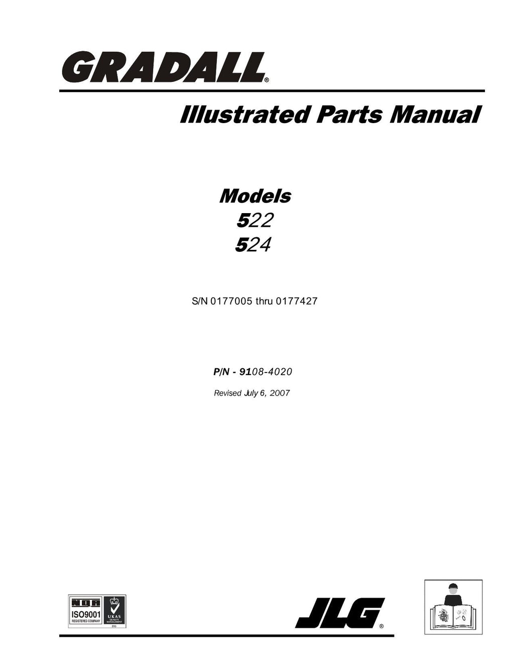 GRADALL JLG 522 524 Telehandler Parts Catalog Manual