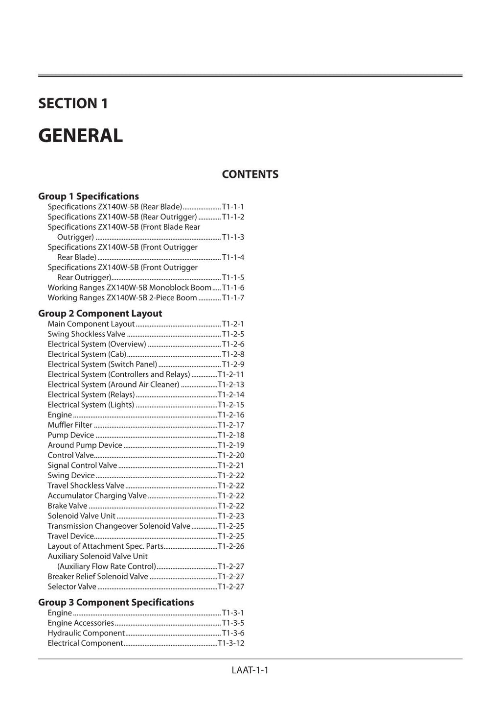 HITACHI ZAXIS ZX140W-5B Excavator Operational Principle Technical Manual