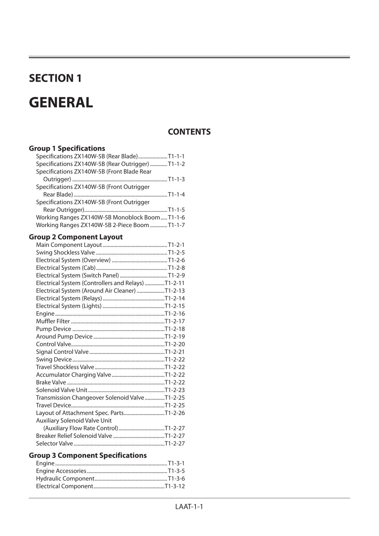 HITACHI ZAXIS ZX140W-5B Excavator Operational Principle Technical Manual