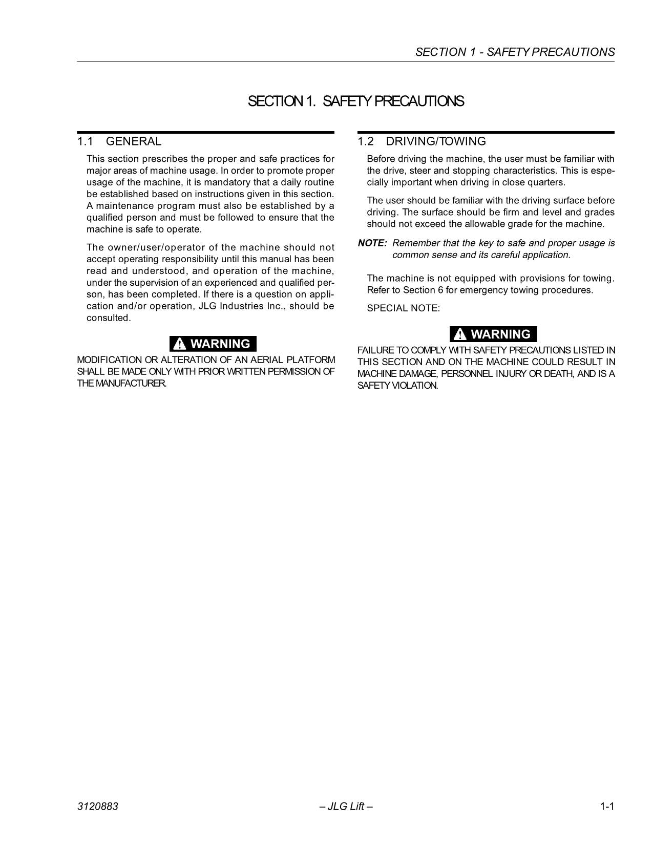 Manual del operador de mantenimiento de plataformas elevadoras JLG E45A E45AJ M45A M45AJ 3120883