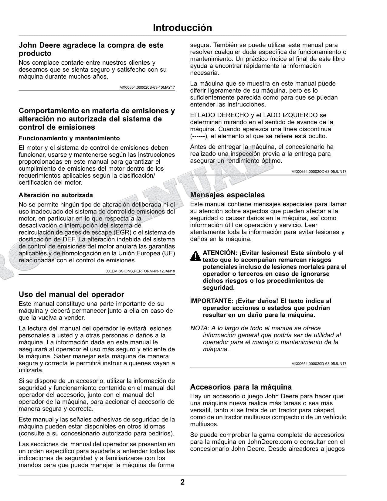 John Deere TH 6X4D cocodrilo Manual del Operador Español SN 140001-150000