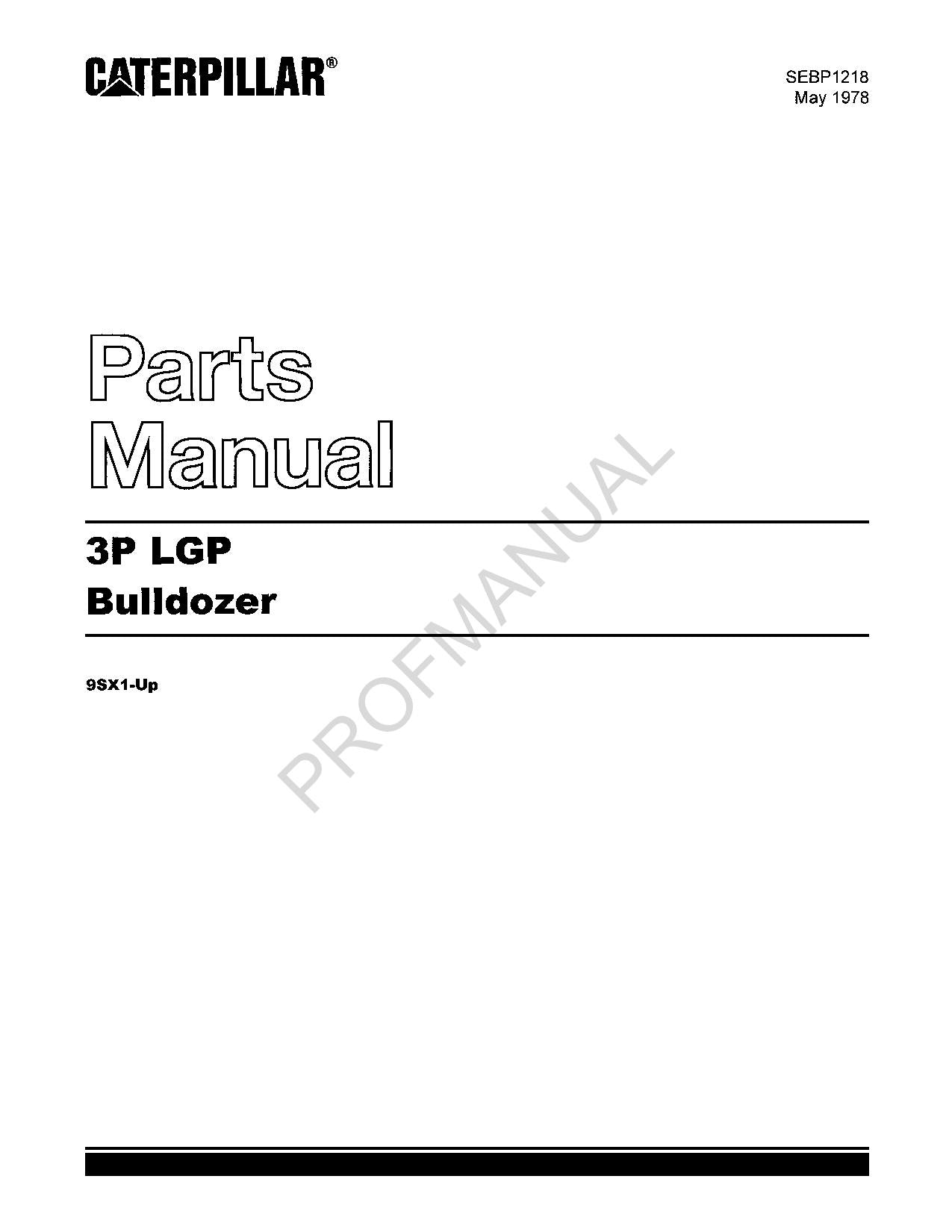 Caterpillar Cat 3P LGP Bulldozer Parts Catalog Manual ser 96SX1-Up