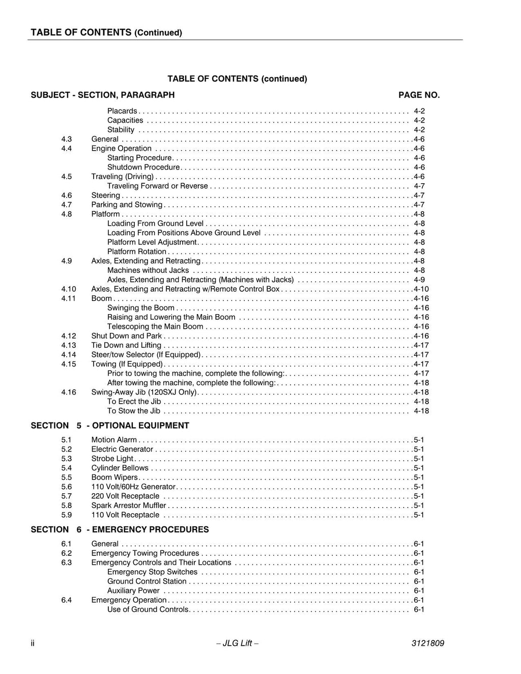 Manual del operador de mantenimiento de plataformas elevadoras JLG 100SX 110SX 110SXJ 120SXJ 3121809
