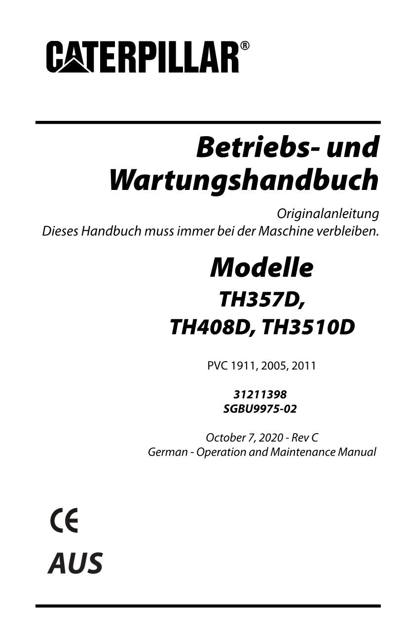 Caterpillar TH357D TH408D TH3510D PVC Teleskoplader Betriebsanleitung
