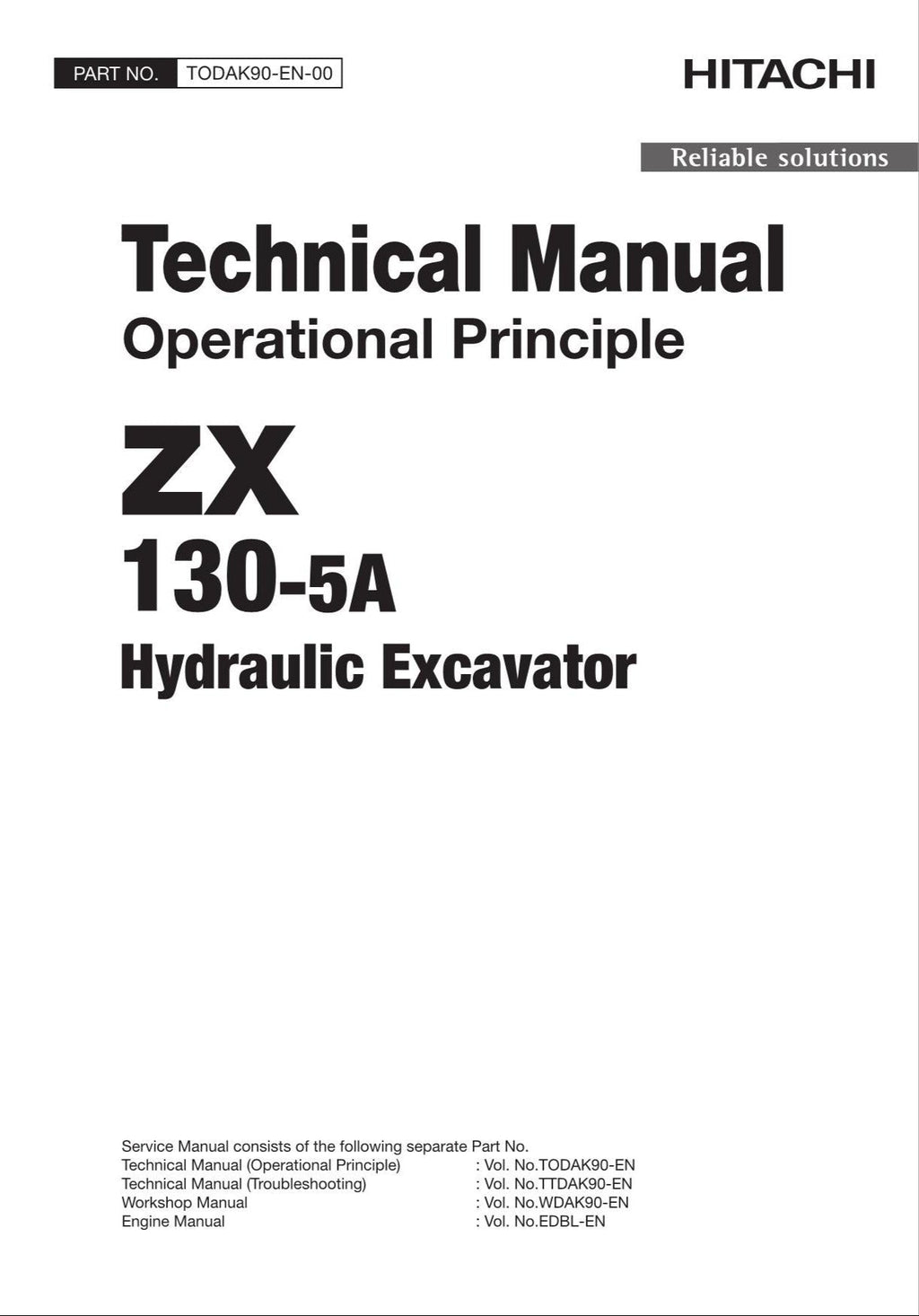HITACHI ZAXIS ZX130-5A Excavator Operational Principle Technical Manual