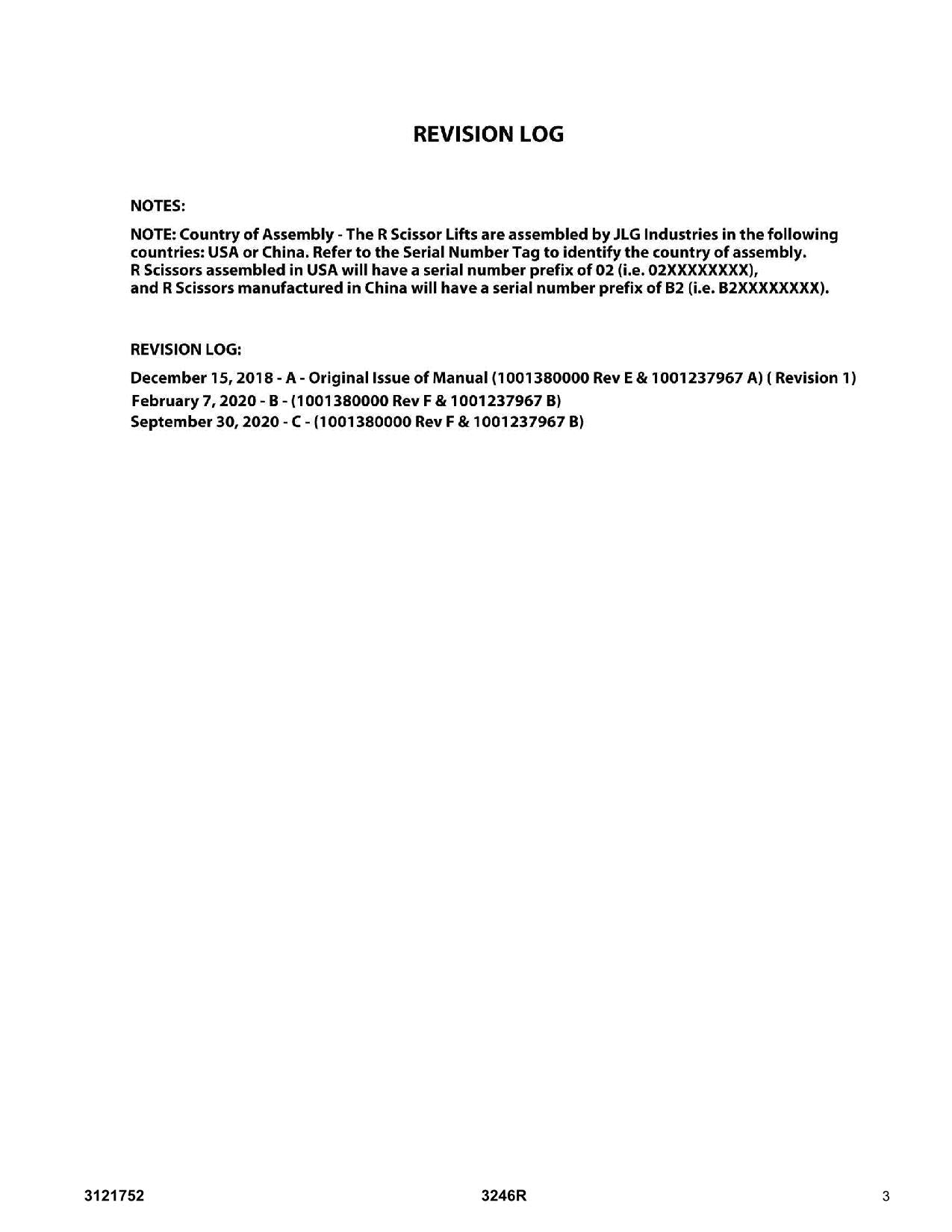 Manual del catálogo de piezas del elevador de tijera JLG 3246R