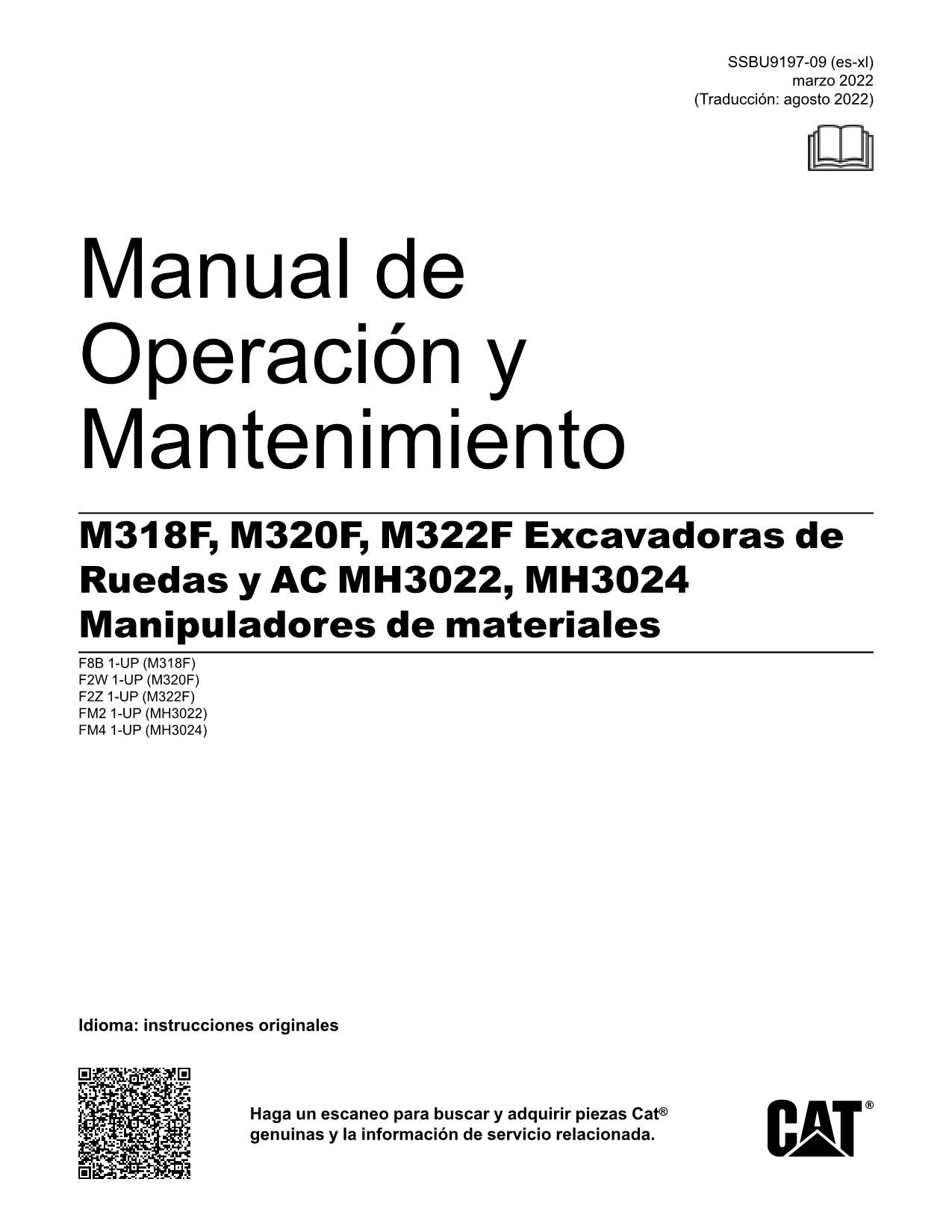 Caterpillar M318F M320F M322F Excavadora Manual de Operación SSBU9197 Español