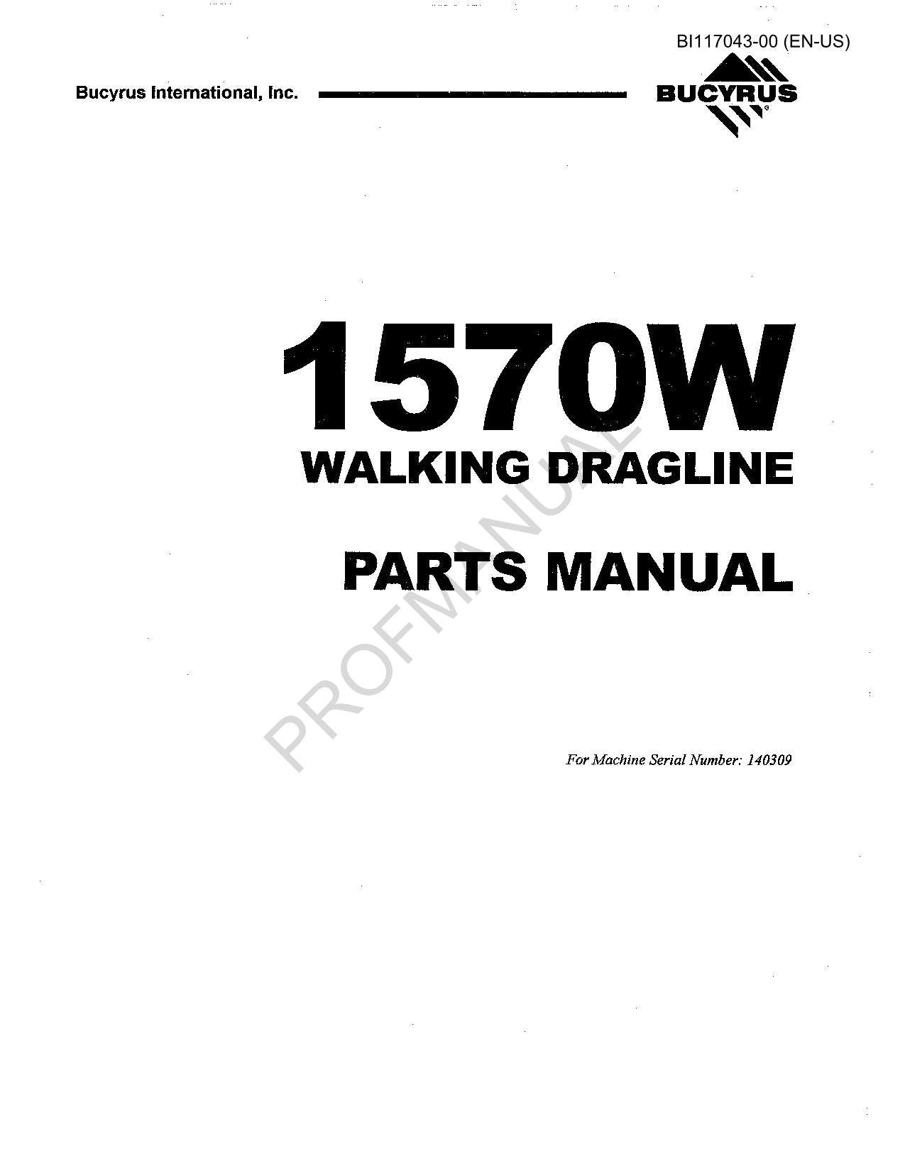 Manual del catálogo de piezas de la dragalina móvil para tajo largo subterráneo Caterpillar 1570W
