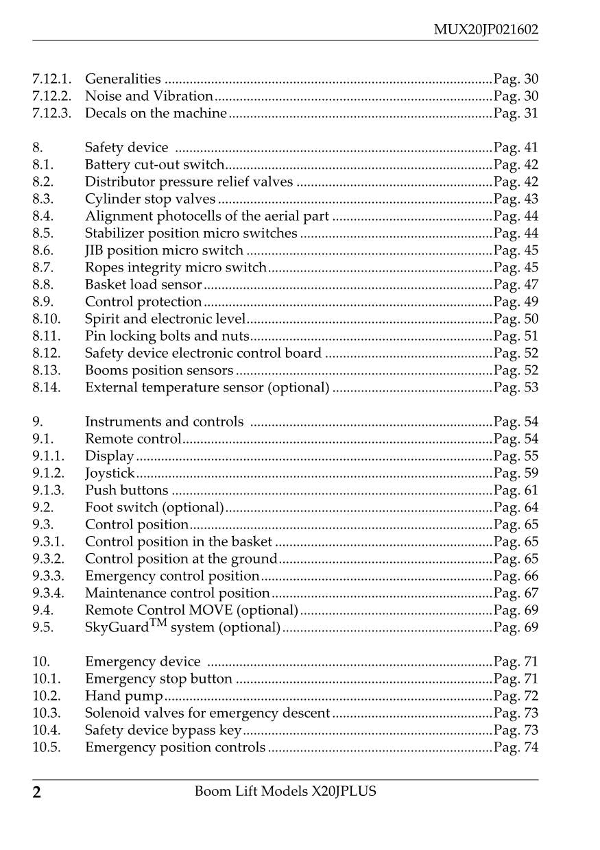 Manual del operador de mantenimiento y operación de la pluma de oruga compacta JLG X20JP