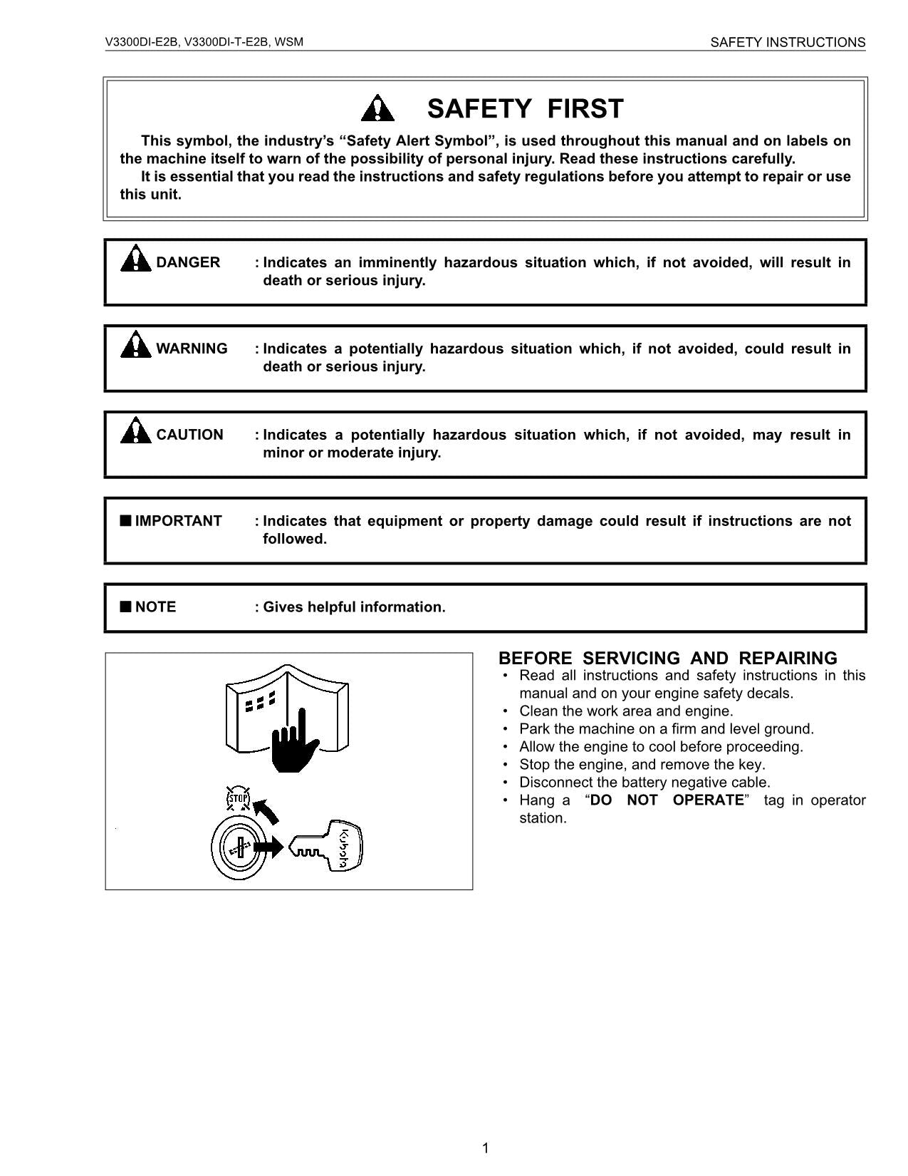 Hitachi V3300DI-E2B V3300DI-T-E2B Wheel Loader Engine Manual