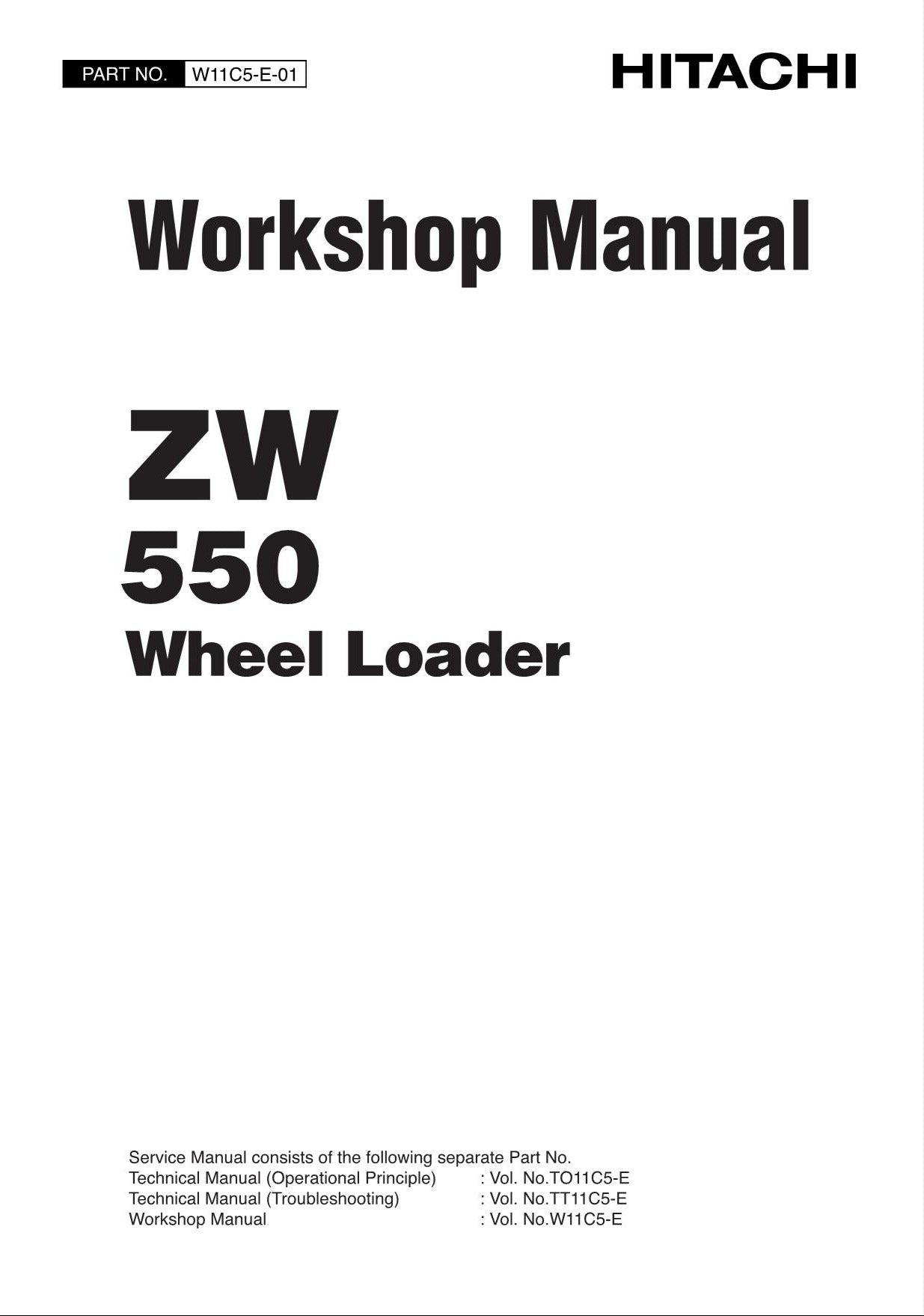 Hitachi ZW550 Wheel Loader Workshop Manual W11C5-E-01