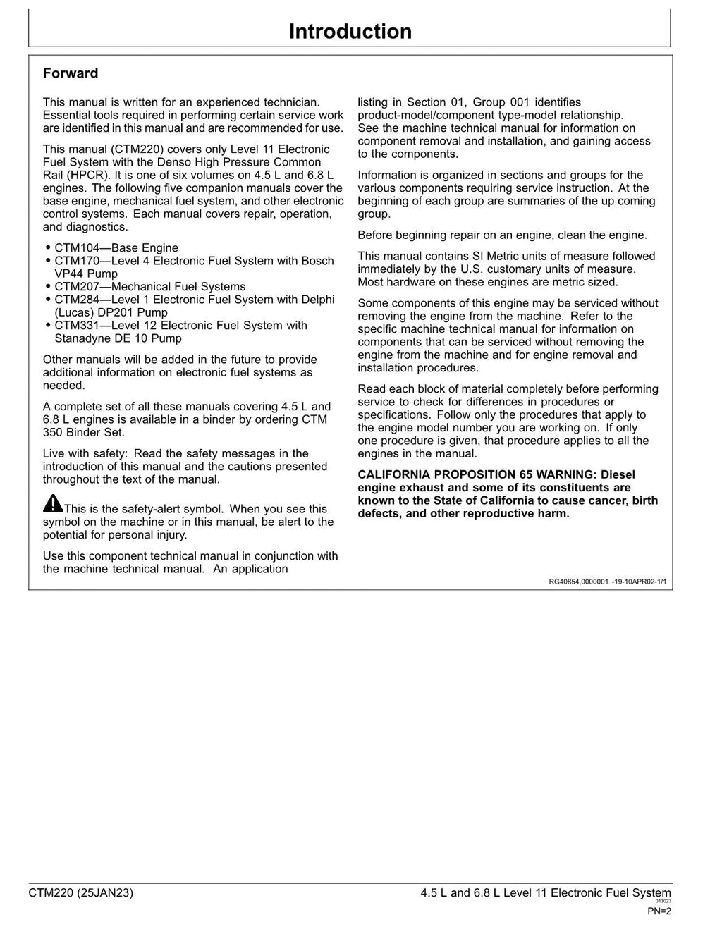 John Deere PowerTech 4.5 L 6.8 L Engine Fuel System Service Manual WORLDWIDE
