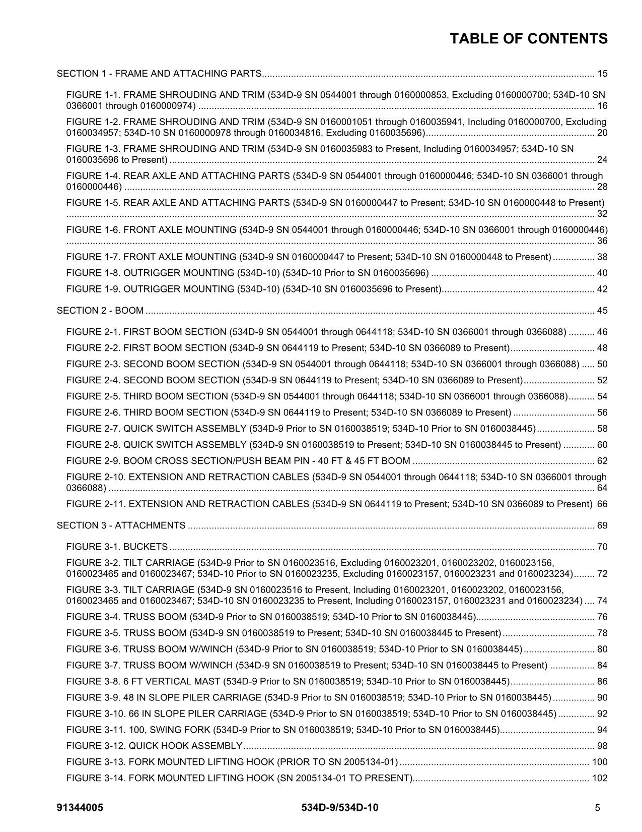 Manual del catálogo de piezas del manipulador telescópico JLG 534D-10 534D-9