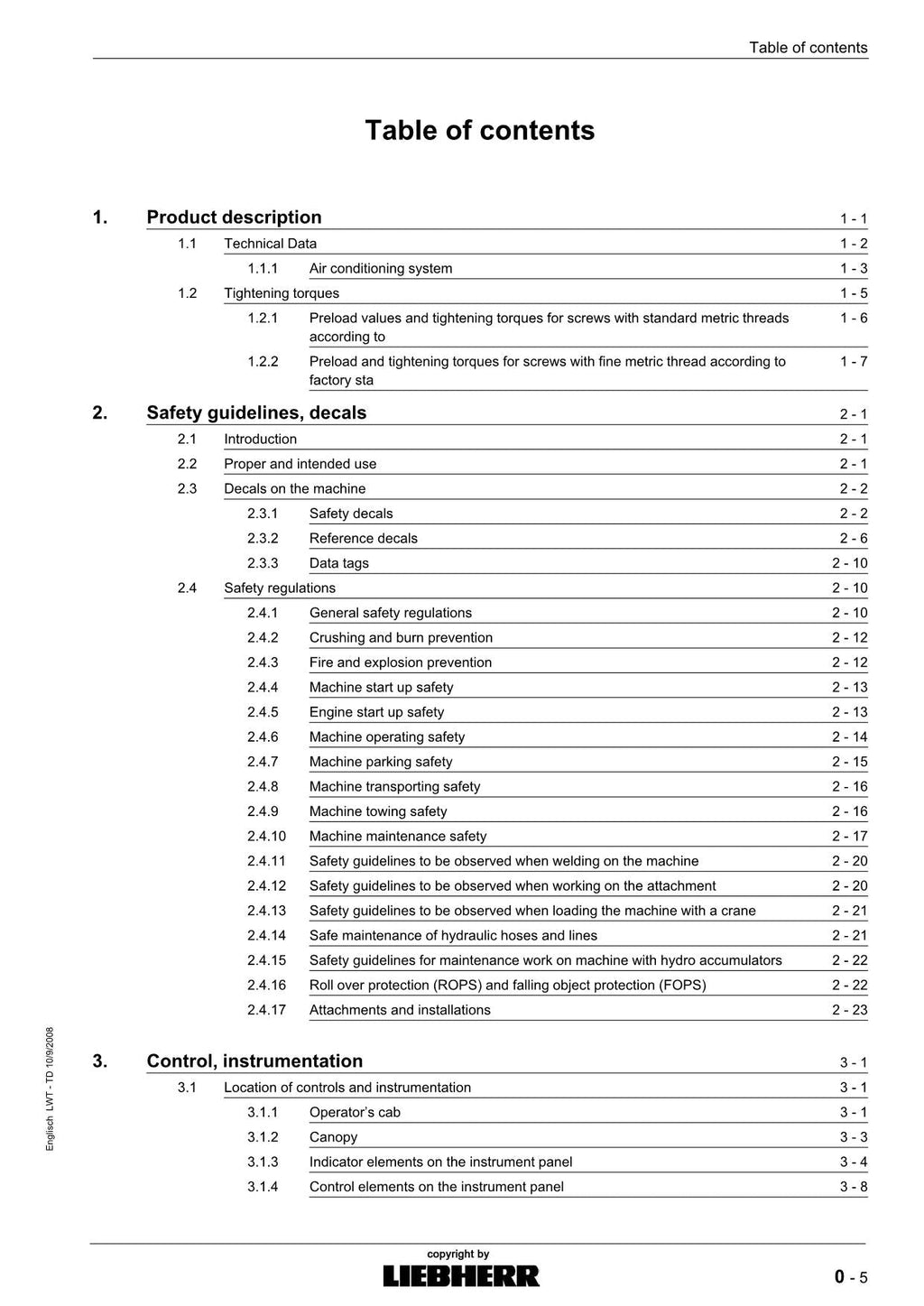Liebherr LR614 Litronic CRAWLER LOADER Operators manual 9085067 serial 6355