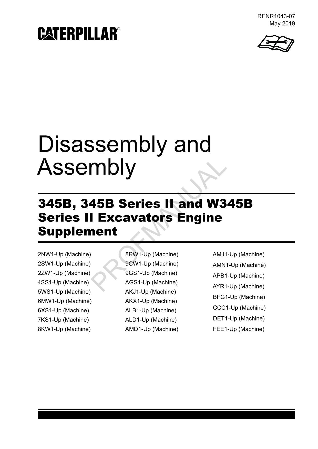 Manual de desmontaje y montaje de la excavadora Caterpillar 345B 345B W345B Serie 2