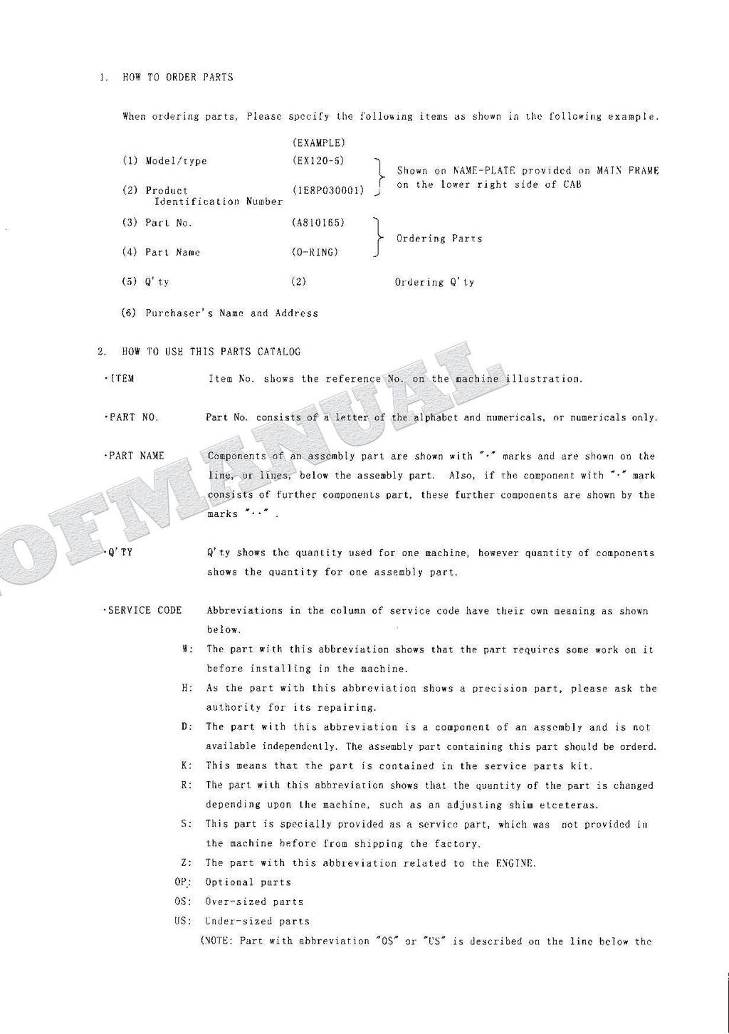 HITACHI EX120-5 EX130H-5 Excavator Parts Catalog Manual