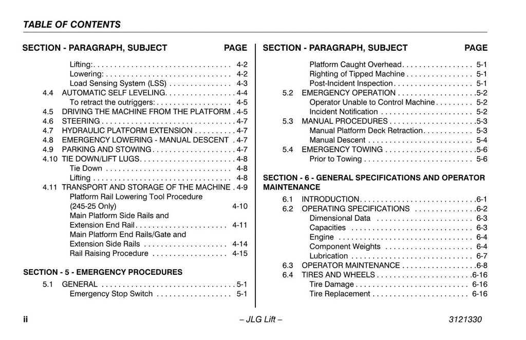 LIFTLUX 210-25 245-25 Scissor Lift Maintenance Operators Manual 3121330