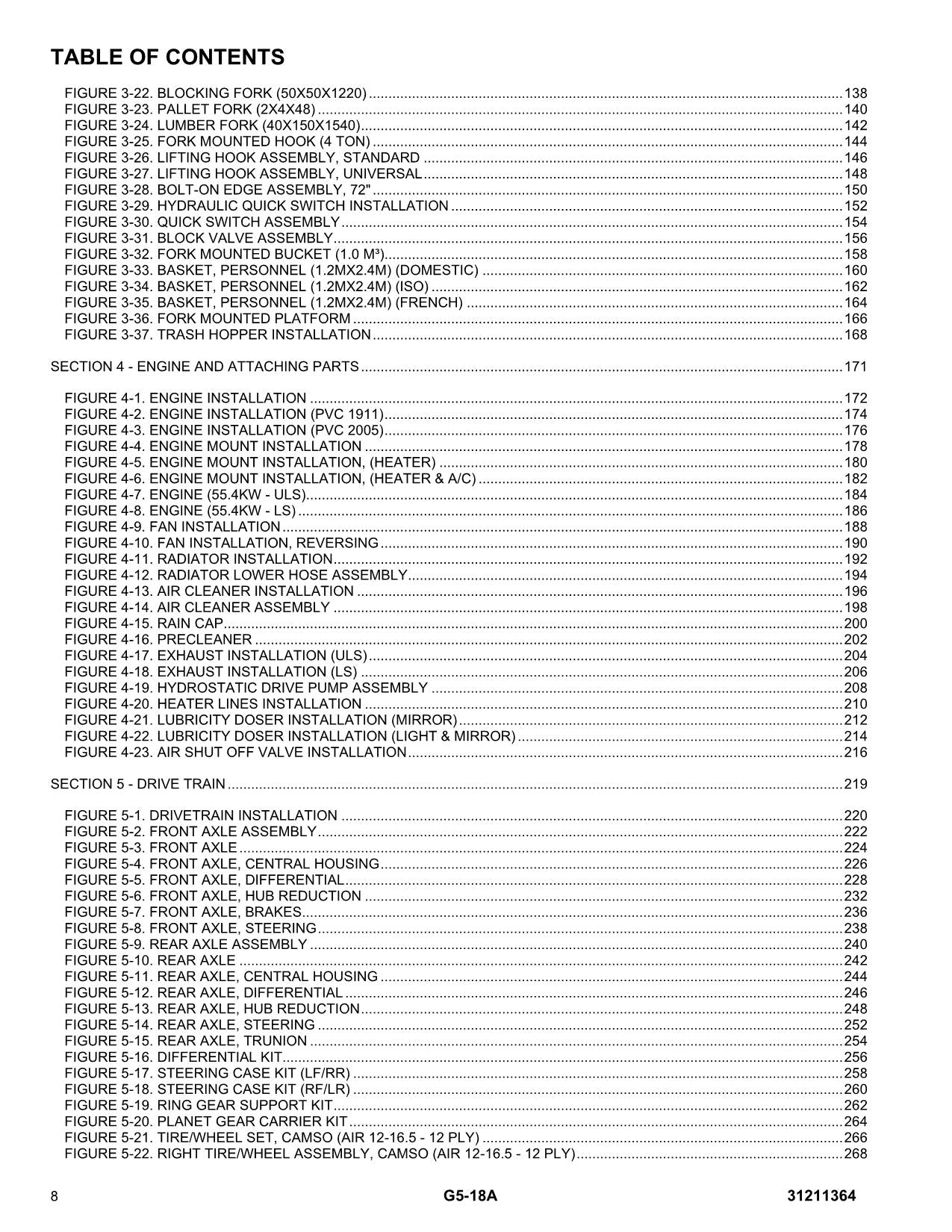 Manual del catálogo de piezas del manipulador telescópico JLG G5-18A 31211364