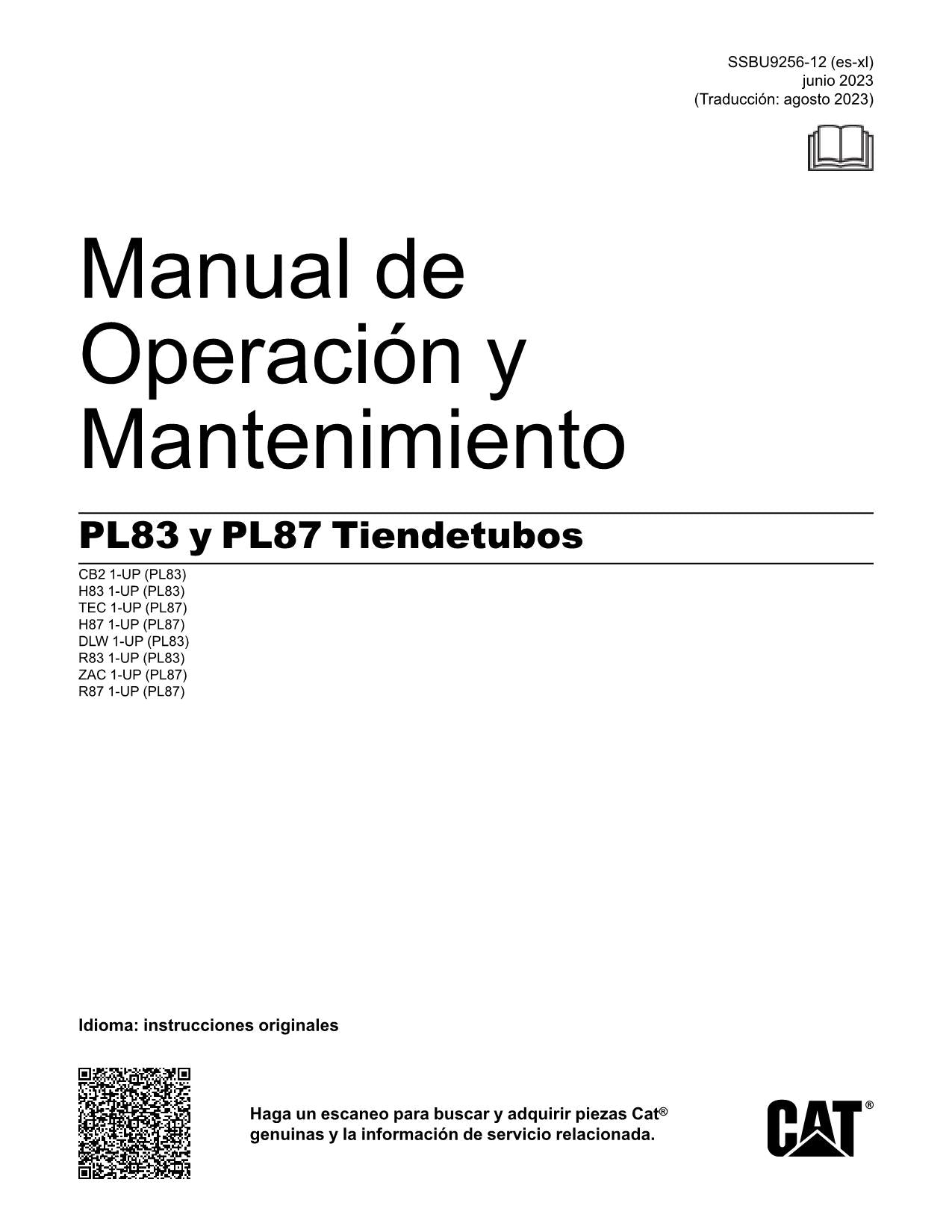 Caterpillar PL83 PL87 Tendetubos Manual de Operación y Mantenimiento Español