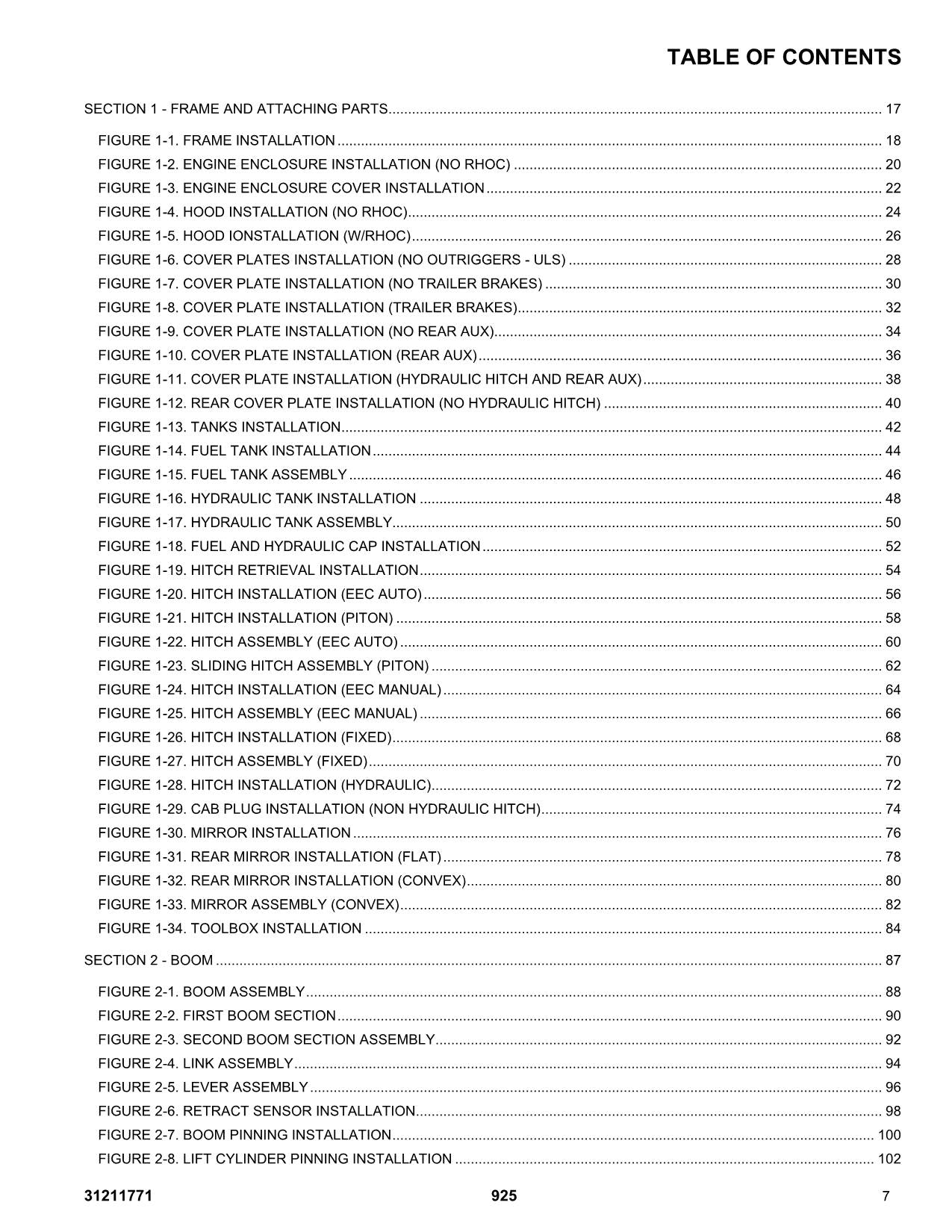 JLG 925 Telehandler Parts Catalog Manual 31211771