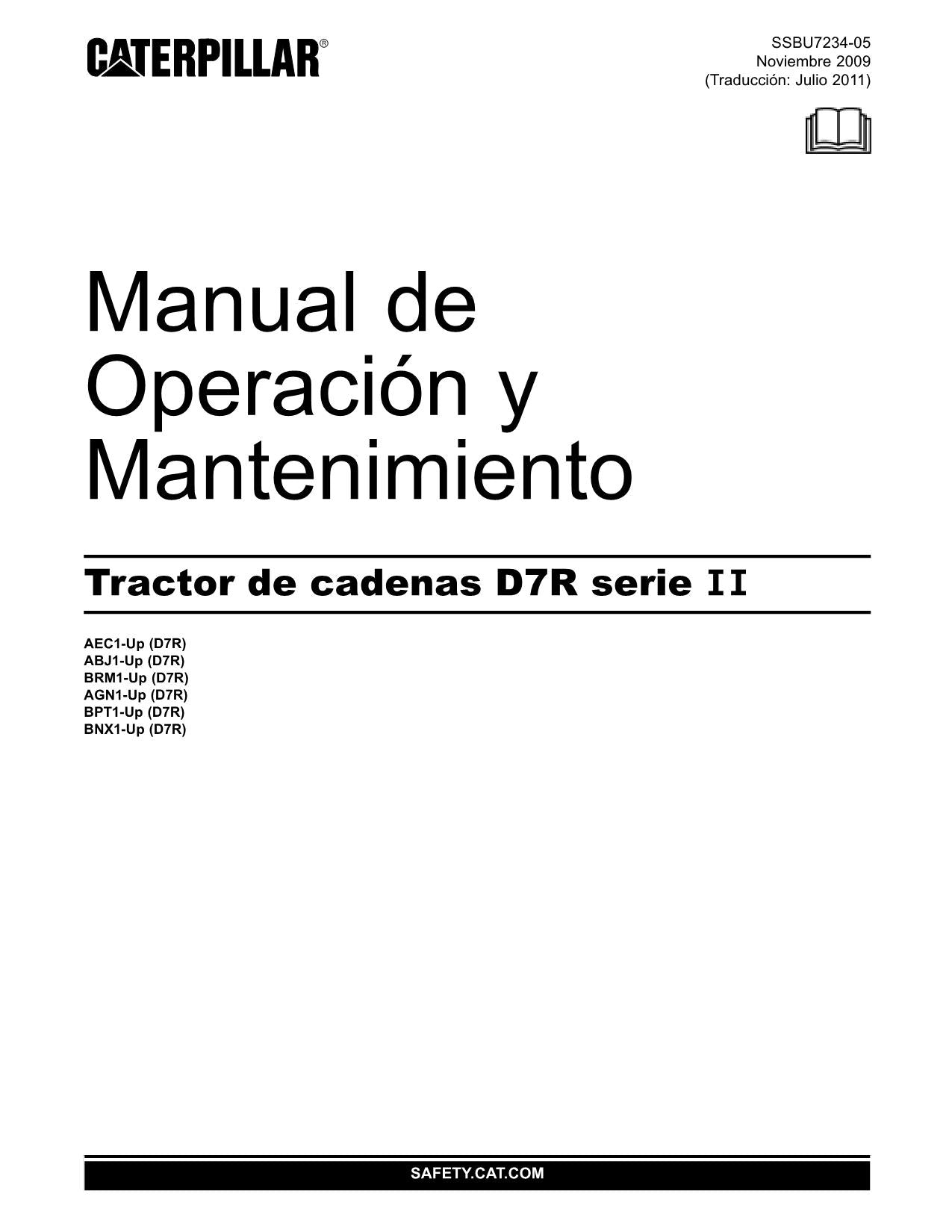 Caterpillar D7R Serie II Tractor de Cadenas Manual de Operación SSBU7234 Español