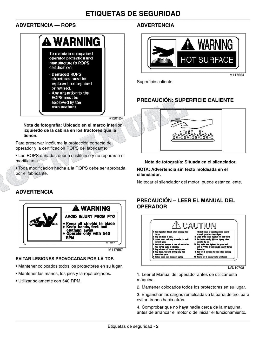 John Deere SN 4120 120101-610000 4320 130101-610000 Tractor Manual del Operador