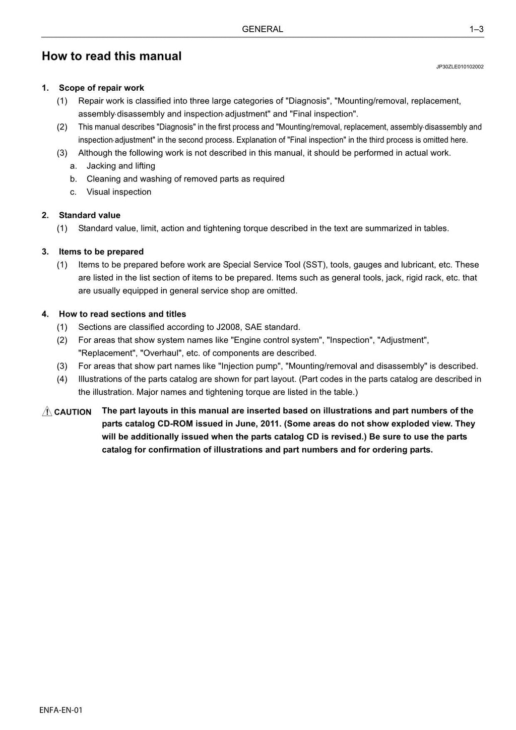 Hitachi E13C-VV Interim Tier 4 Compatible Wheel Loader Engine Manual