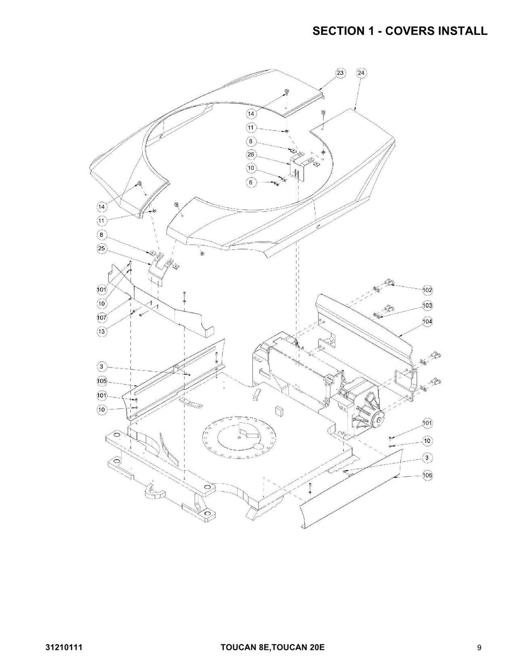TOUCAN 20E 8E Vertical Lift Parts Catalog Manual 31210111 Multi language