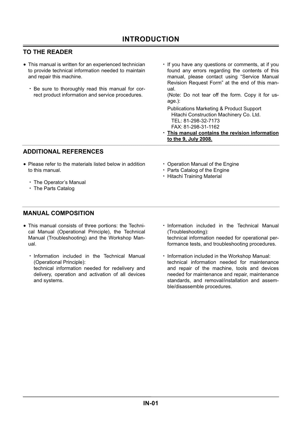 HITACHI ZX160LC ZX180LC Excavator Troubleshooting +Schematic Technical Manual