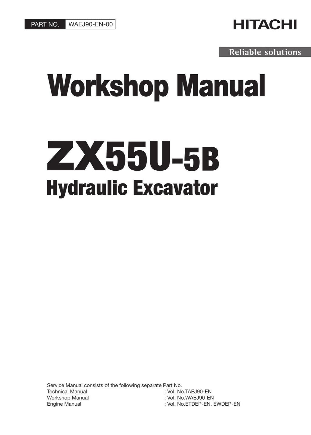 Manual de servicio y reparación de la excavadora Hitachi ZX55U-5B