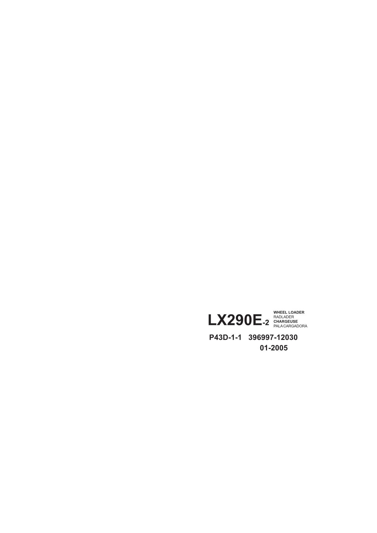 Hitachi LX290E-2 Wheel Loader Parts Catalog Manual SN 382F1500-up