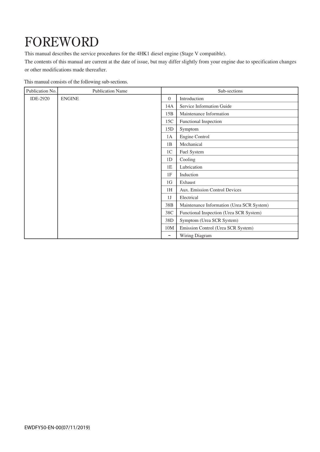 Hitachi 4HK1 Stage V Engine Workshop Service Repair manual