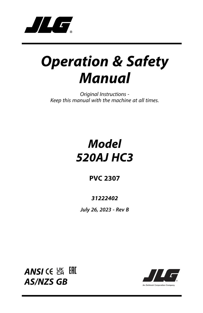 Manual del operador de mantenimiento y operación de la plataforma elevadora JLG 520AJ HC3 31222402