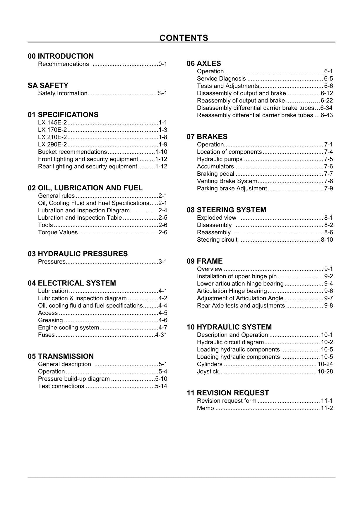Hitachi LX145E LX170E LX210E LX290E Wheel Loader Service Manual