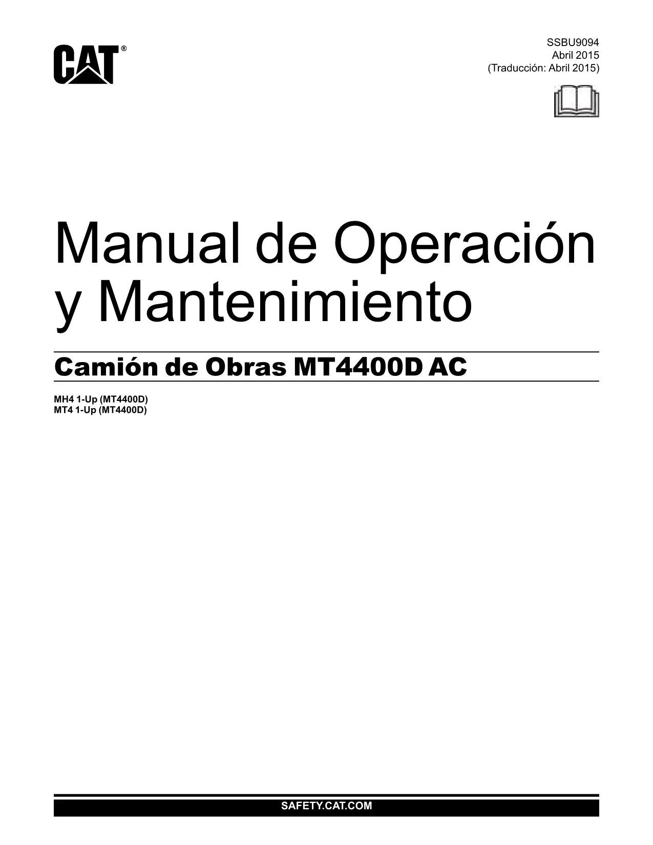 Caterpillar MT4400D AC Camión de Obras Manual de Operación y Mantenimiento